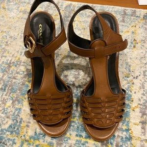 Coach Izzy Woven Leather Strappy Sandal Heels 8.5